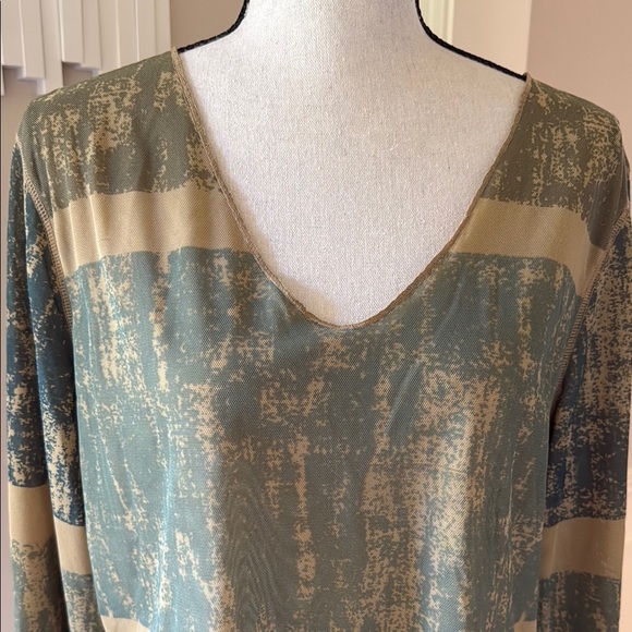 Vintage Y2K 90s Mesh Green Abstract Long Sleeve Top Women's XL - Picture 2 of 7